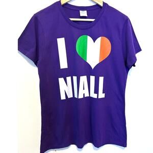 Niall Horan 'I heart' T-shirt with Irish heart Size L Purple